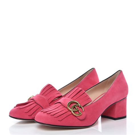 gucci pink fringe loafer